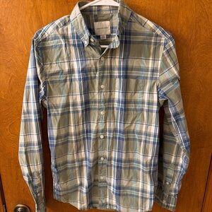 American Eagle Outfitters Men's Green and Blue Plaid Shirt